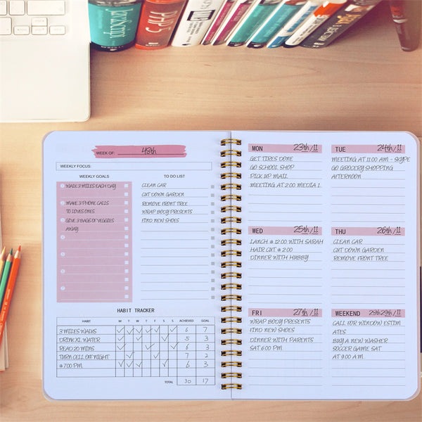 Non Dated Daily Weekly Monthly Planner Agenda Notebook Diary - Clear Vision™️Glasses