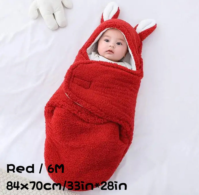 Super Soft Baby Sleeping Bag Fluffy Fleece Newborn Blanket Swaddle Blankets, Unisex Baby Wrap For Newborn Baby Boys Girls With Head-Protecting & Head-Supporting Function, Wearable Swaddle Sleep Sack - Clear Vision™️Glasses