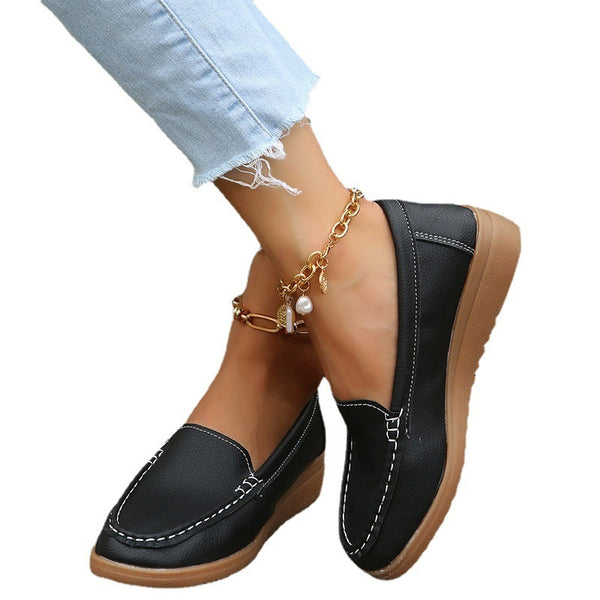 Flats Shoes Women Pu Leather Laofers - Clear Vision™️Glasses
