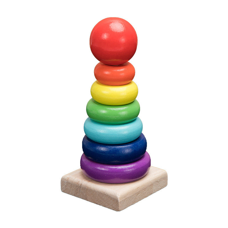 Wooden Toys Rattles Educational Toy Rainbow Blocks Montessori Baby Colorful Kids Music - Clear Vision™️Glasses
