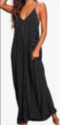 Poetsky Womens Casual Strappy V Neck Sleeveless Flowy Pockets Loose Long Maxi Beach Dress Sundress - Clear Vision™️Glasses