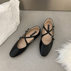 Cross Buckle Flats Women's Retro - Clear Vision™️Glasses