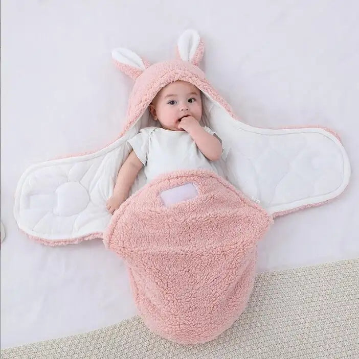 Super Soft Baby Sleeping Bag Fluffy Fleece Newborn Blanket Swaddle Blankets, Unisex Baby Wrap For Newborn Baby Boys Girls With Head-Protecting & Head-Supporting Function, Wearable Swaddle Sleep Sack - Clear Vision™️Glasses