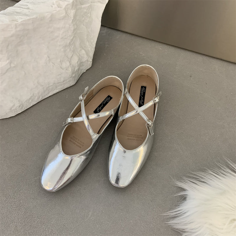 Cross Buckle Flats Women's Retro - Clear Vision™️Glasses