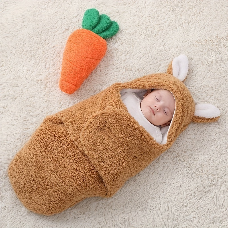 Super Soft Baby Sleeping Bag Fluffy Fleece Newborn Blanket Swaddle Blankets, Unisex Baby Wrap For Newborn Baby Boys Girls With Head-Protecting & Head-Supporting Function, Wearable Swaddle Sleep Sack - Clear Vision™️Glasses