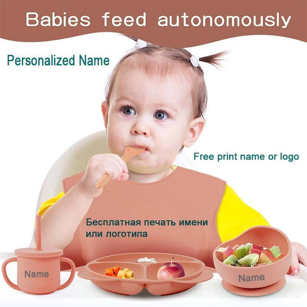 Baby Cutlery Baby Silicone Suction Cups Dining Plates Customized Name - Clear Vision™️Glasses