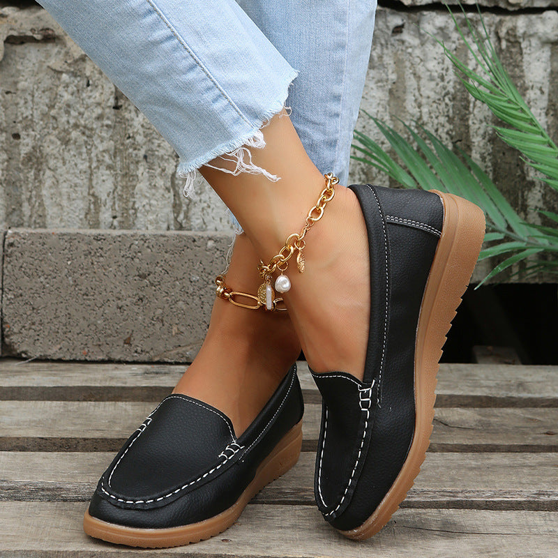 Flats Shoes Women Pu Leather Laofers - Clear Vision™️Glasses