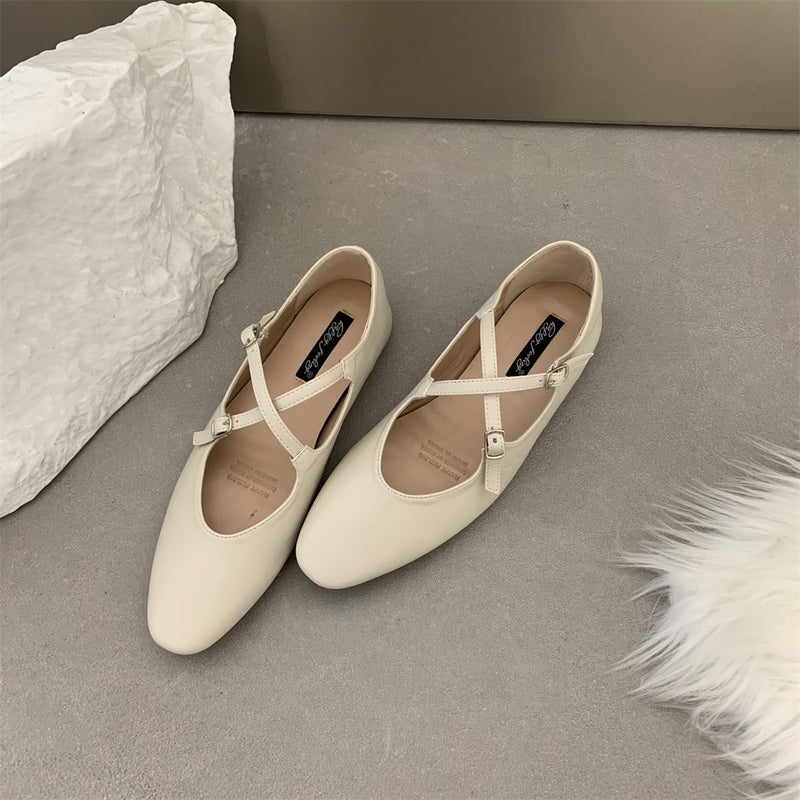 Cross Buckle Flats Women's Retro - Clear Vision™️Glasses