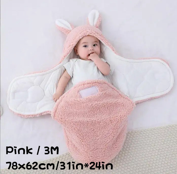 Super Soft Baby Sleeping Bag Fluffy Fleece Newborn Blanket Swaddle Blankets, Unisex Baby Wrap For Newborn Baby Boys Girls With Head-Protecting & Head-Supporting Function, Wearable Swaddle Sleep Sack - Clear Vision™️Glasses