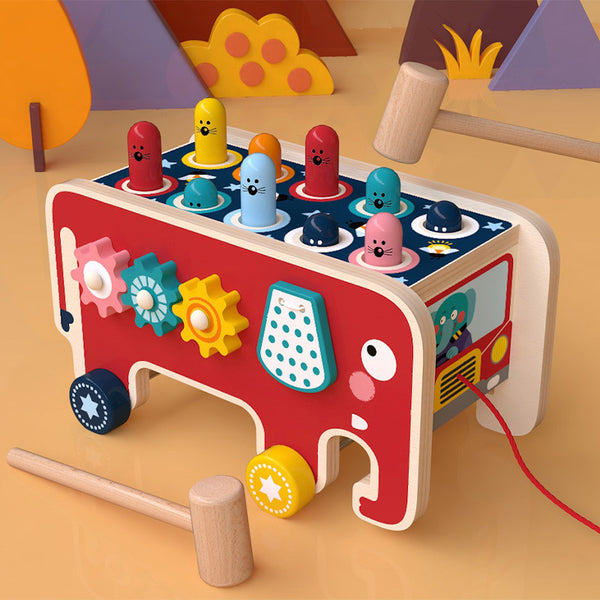 Montessori Toddlers Kids Wooden Pounding Bench Animal Bus Toys Early Educational Set Gifts For Children Toy Musical Instrument - Clear Vision™️Glasses