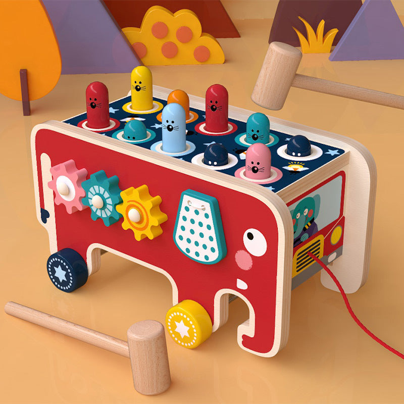 Montessori Toddlers Kids Wooden Pounding Bench Animal Bus Toys Early Educational Set Gifts For Children Toy Musical Instrument - Clear Vision™️Glasses