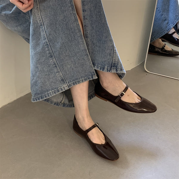 Cross Buckle Flats Women's Retro - Clear Vision™️Glasses