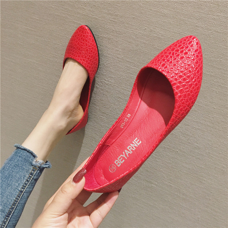 Patent Leather Feel Embossed Snake Print Flats - Clear Vision™️Glasses