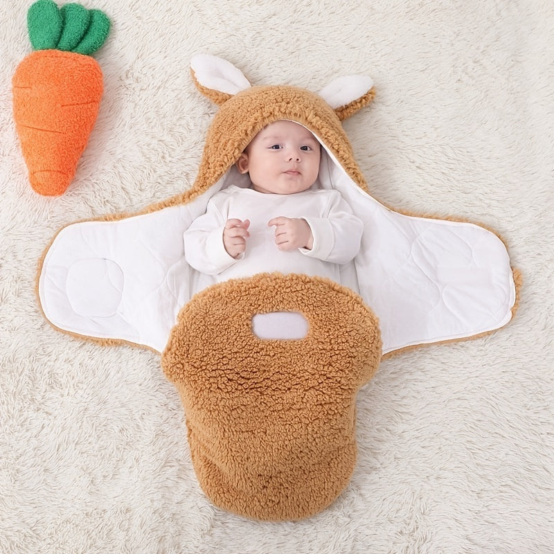 Super Soft Baby Sleeping Bag Fluffy Fleece Newborn Blanket Swaddle Blankets, Unisex Baby Wrap For Newborn Baby Boys Girls With Head-Protecting & Head-Supporting Function, Wearable Swaddle Sleep Sack - Clear Vision™️Glasses