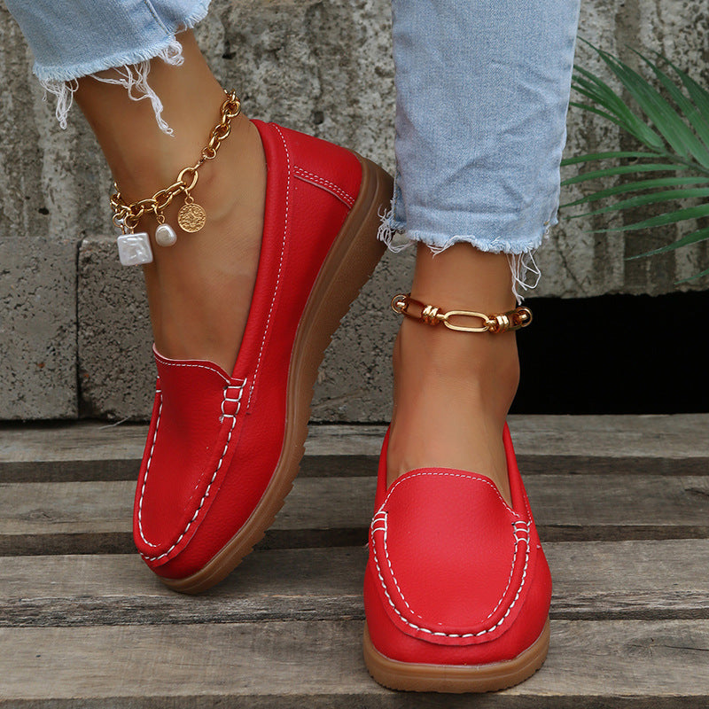 Flats Shoes Women Pu Leather Laofers - Clear Vision™️Glasses