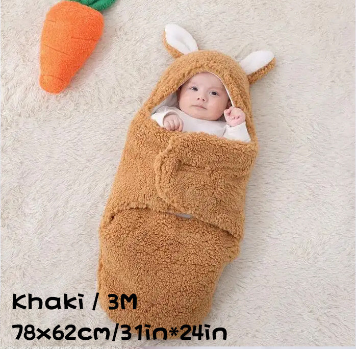 Super Soft Baby Sleeping Bag Fluffy Fleece Newborn Blanket Swaddle Blankets, Unisex Baby Wrap For Newborn Baby Boys Girls With Head-Protecting & Head-Supporting Function, Wearable Swaddle Sleep Sack - Clear Vision™️Glasses