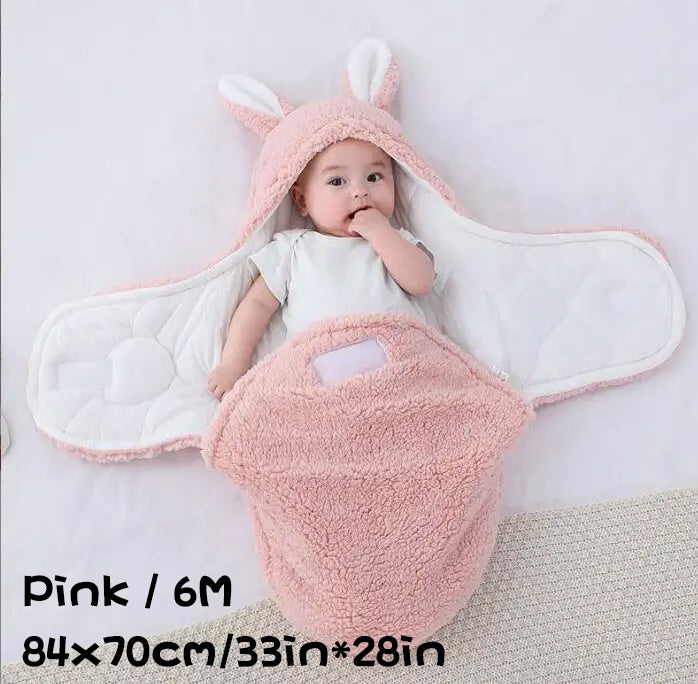 Super Soft Baby Sleeping Bag Fluffy Fleece Newborn Blanket Swaddle Blankets, Unisex Baby Wrap For Newborn Baby Boys Girls With Head-Protecting & Head-Supporting Function, Wearable Swaddle Sleep Sack - Clear Vision™️Glasses